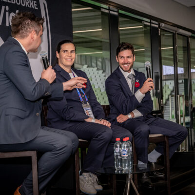 Family and friends guest speakers Lydia Williams and Marco Rojas